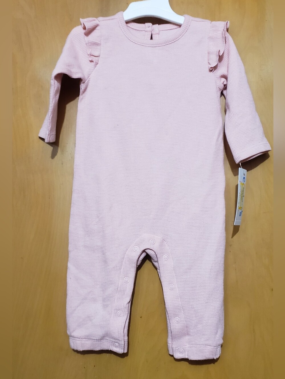 Carter's Light Pink Waffle Knit Long-Sleeve One-Piece Footie